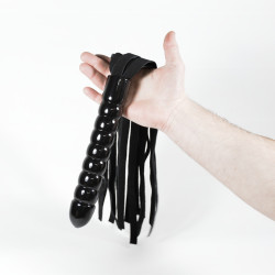 Čierne kožené dutky s dildo rukoväťou