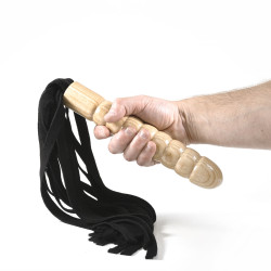 Kožené důtky s přírodní dildo rukojetí
