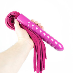 Ružové kožené dutky s dildo rukoväťou