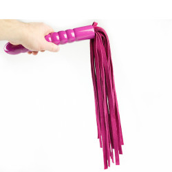 Ružové kožené dutky s dildo rukoväťou