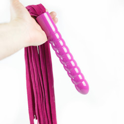 Ružové kožené dutky s dildo rukoväťou