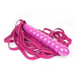 Ružové kožené dutky s dildo rukoväťou